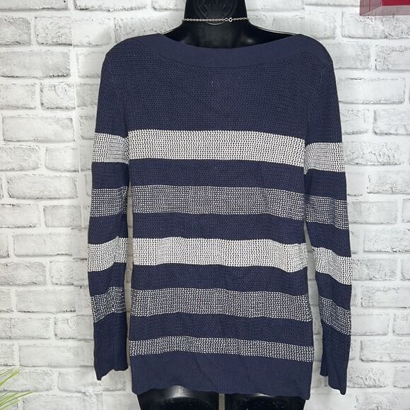 Market & Spruce Tawnee Cotton Blend Waffle Knit Pullover Sweater Size Small - Picture 4 of 6